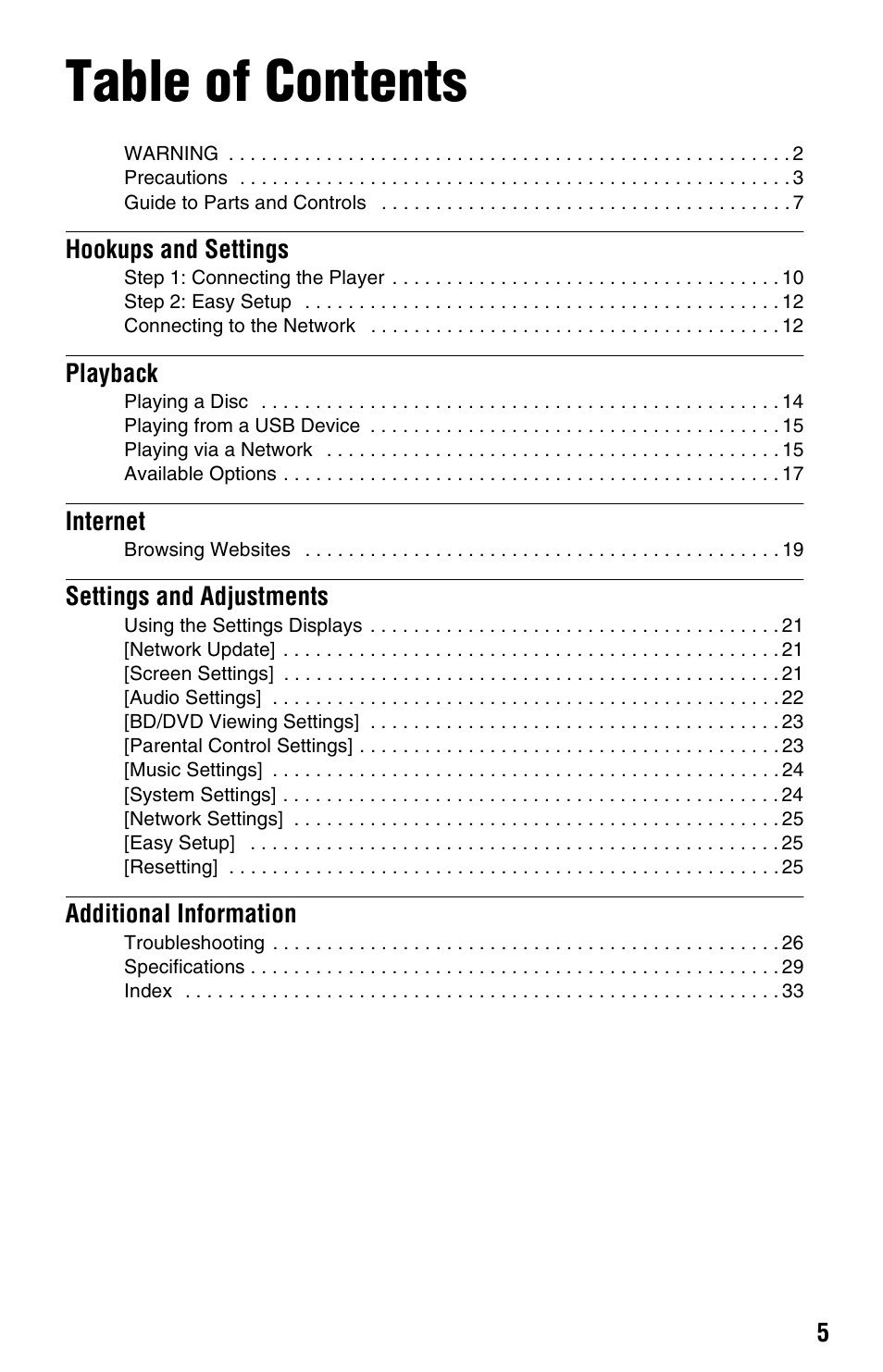 Sony BDP-S580 User Manual | Page 5 / 35