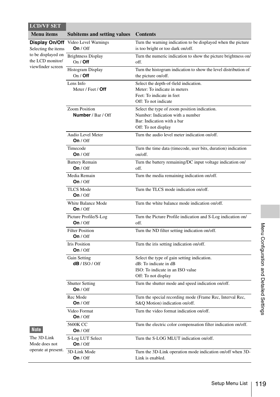 Sony PMW-F3K User Manual | Page 119 / 164