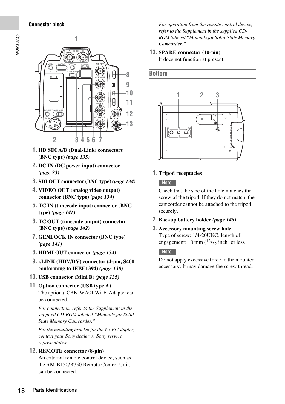 Bottom | Sony PMW-F3K User Manual | Page 18 / 164