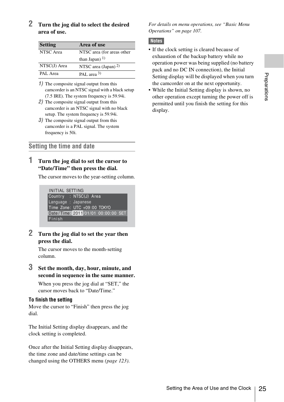 Setting the time and date | Sony PMW-F3K User Manual | Page 25 / 164
