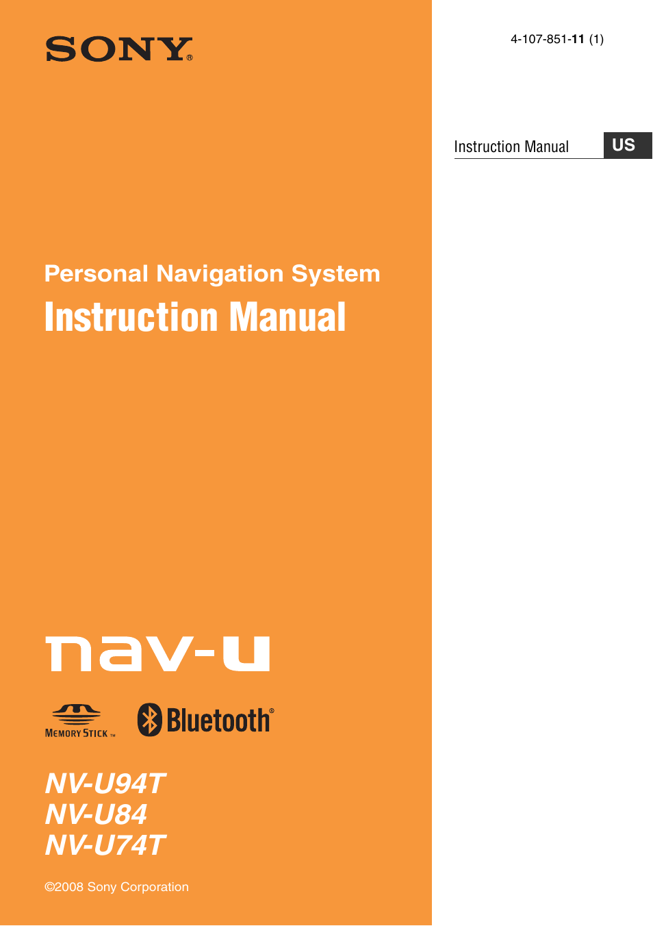 Sony NAV-U NV-U84 User Manual | 85 pages