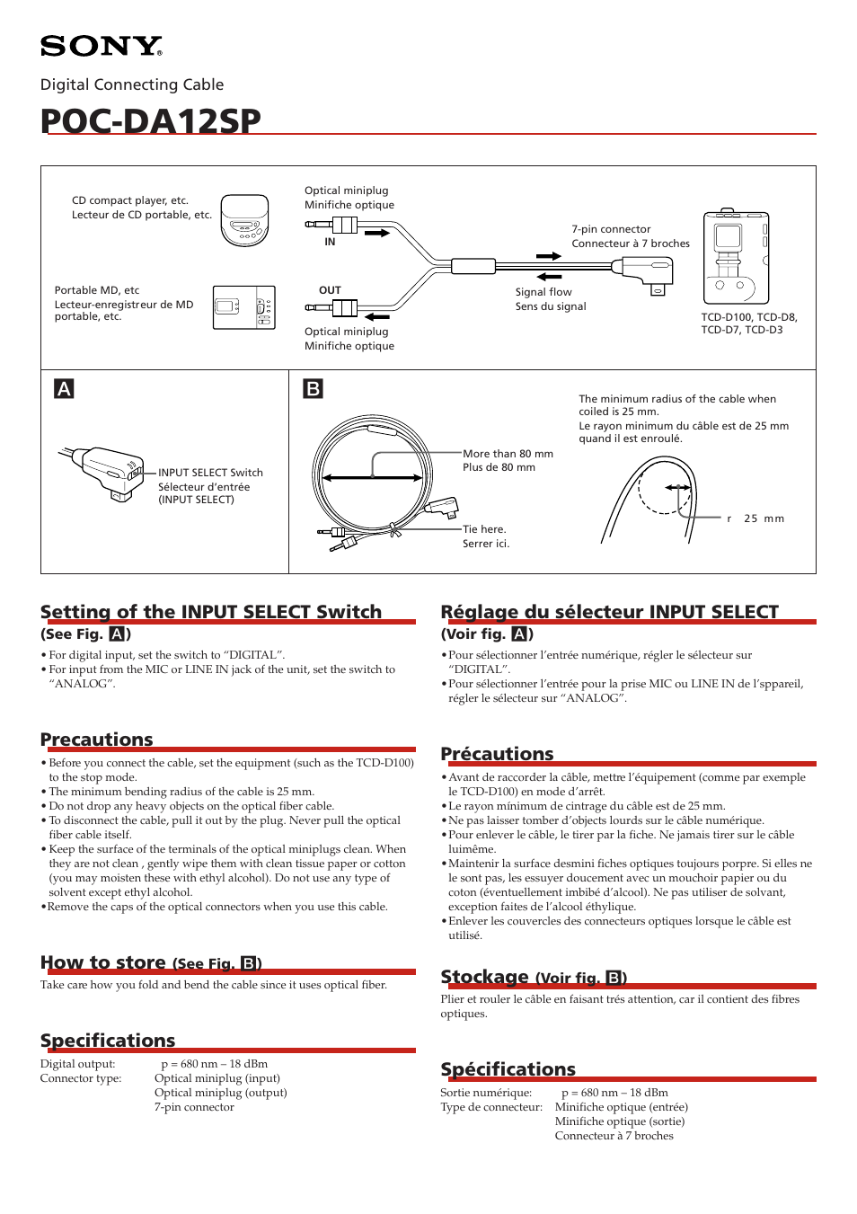Sony POC-DA12SP User Manual | 2 pages
