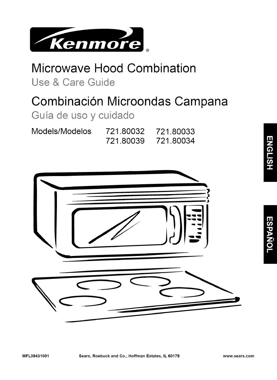 Kenmore MICROWAVE HOOD COMBINATION 721.80034 User Manual | 33 pages