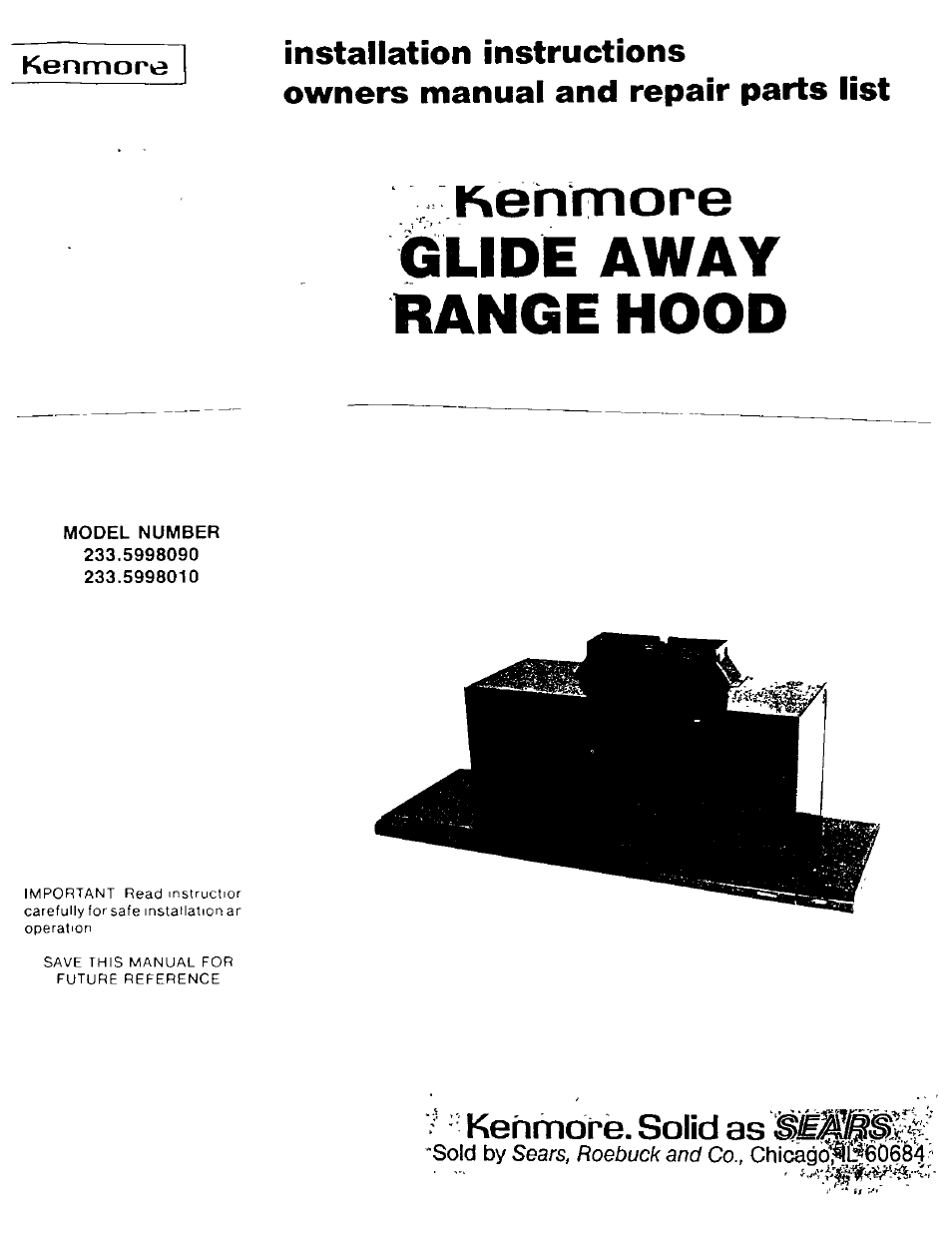 Kenmore 233.599801 User Manual | 3 pages