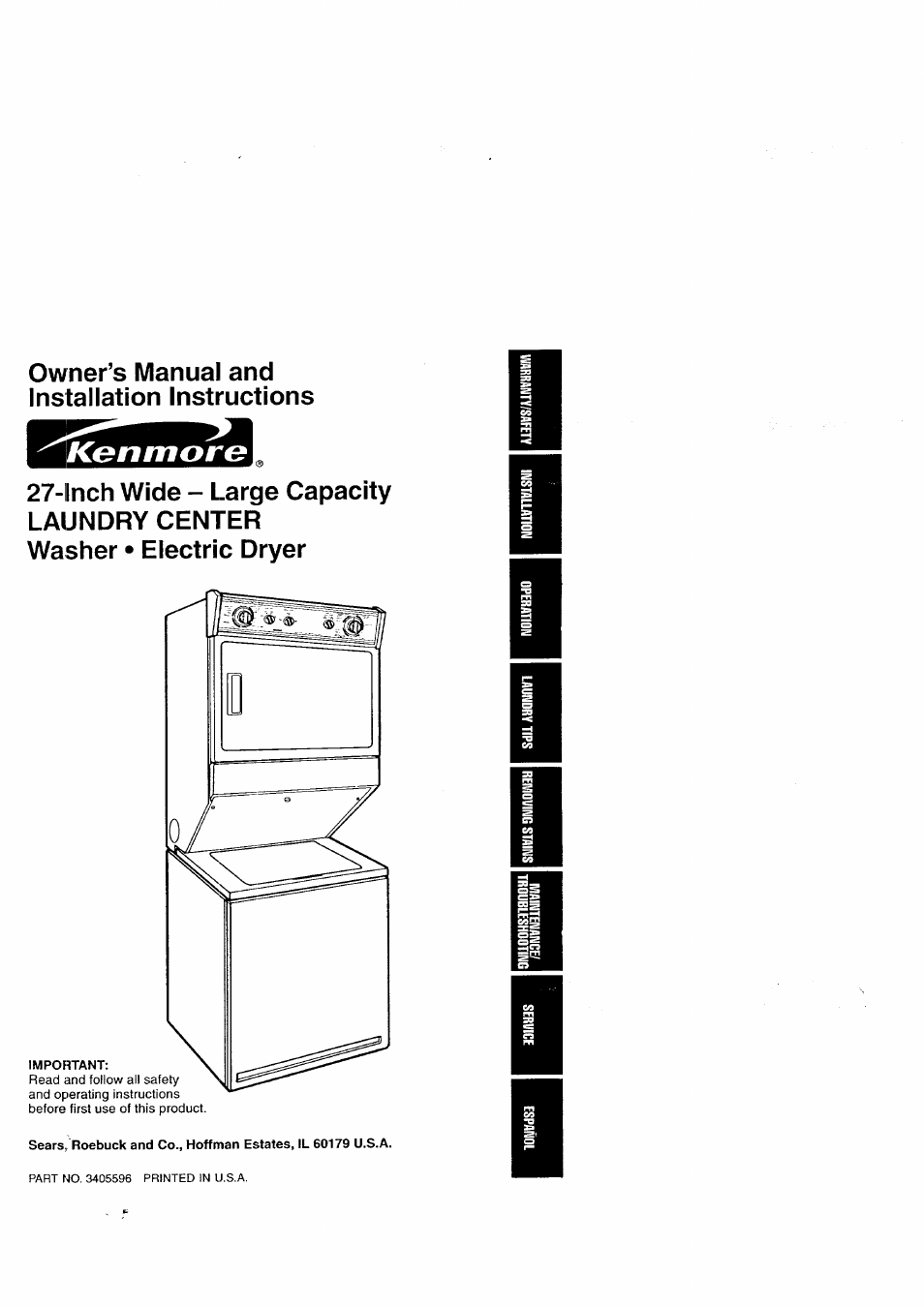 Kenmore Washer/Dryer User Manual | 66 pages