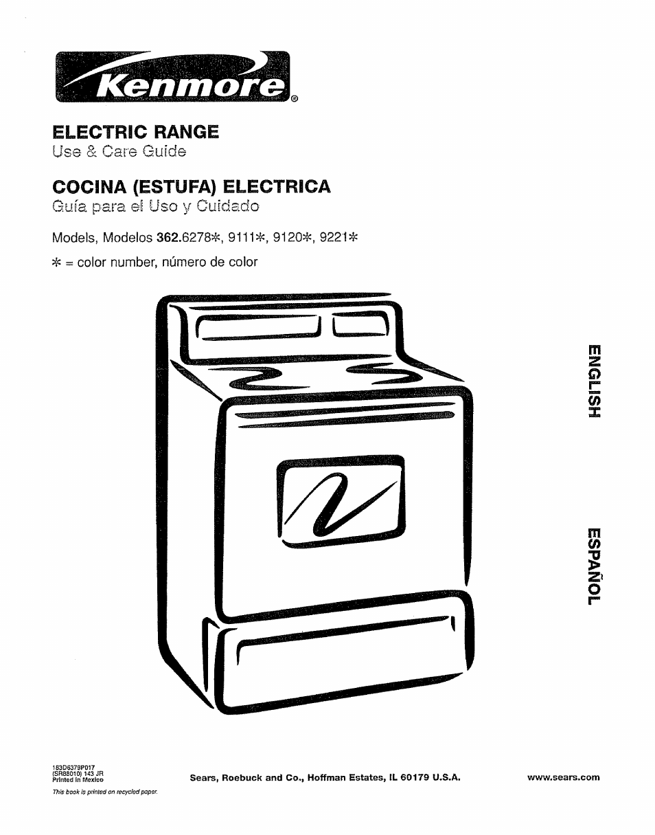 Kenmore 362.6278 User Manual | 48 pages