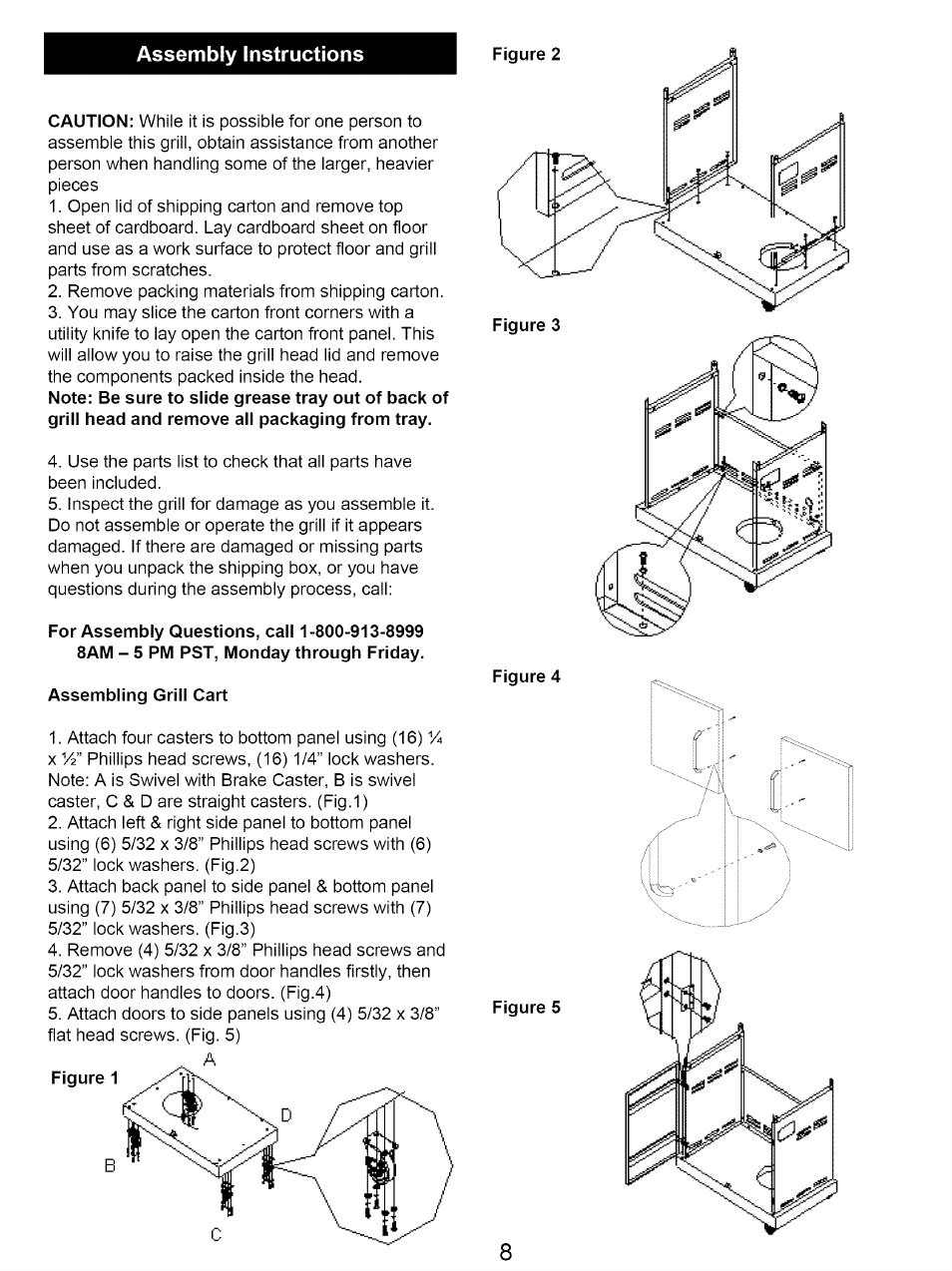 Assembly instructions, Assembling grill cart, Assembly instructions ~12 | Kenmore 122.16641900 User Manual | Page 8 / 19