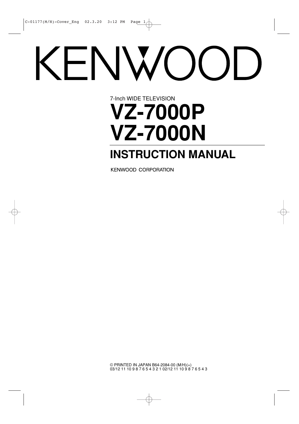 Kenwood VZ-7000P User Manual | 28 pages