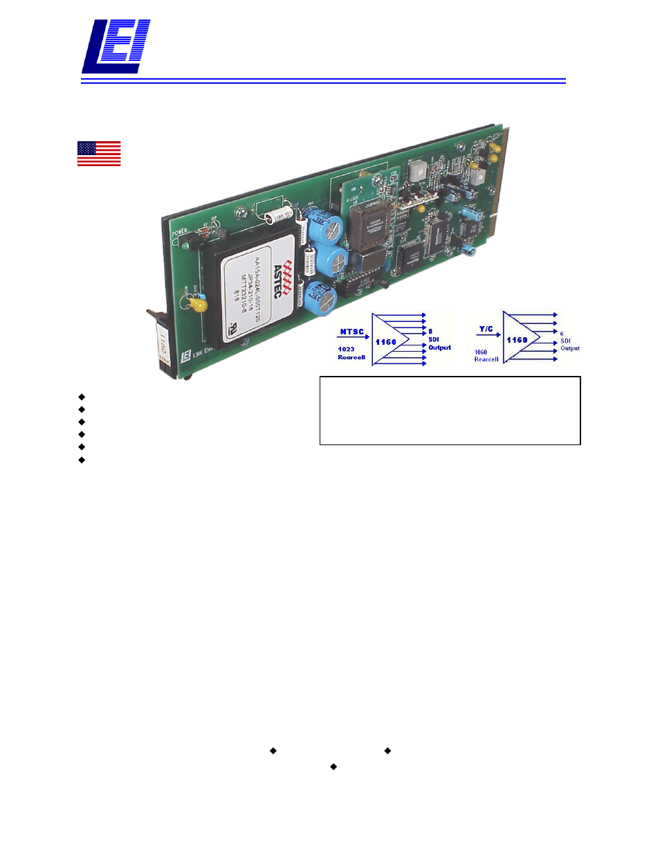 Link electronic NTSC/PAL to SDI Converter DigiFlex 1160 User Manual | 2 pages