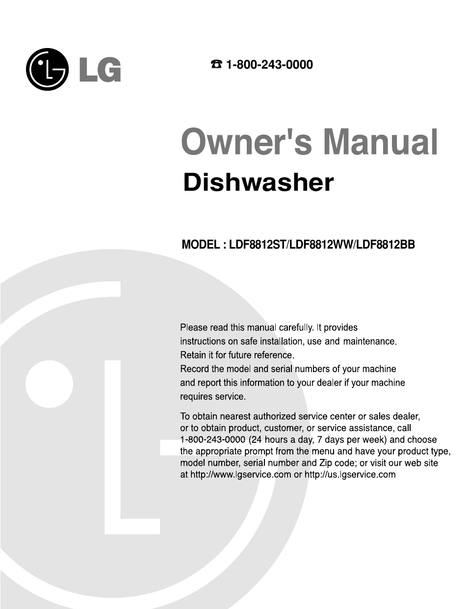 LG LDF8812WW User Manual | 44 pages