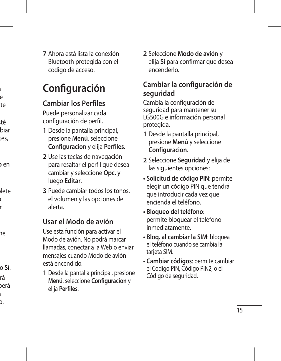 Confi guración | LG 500G User Manual | Page 55 / 98
