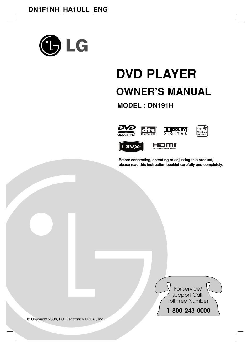 LG DN191H User Manual | 27 pages