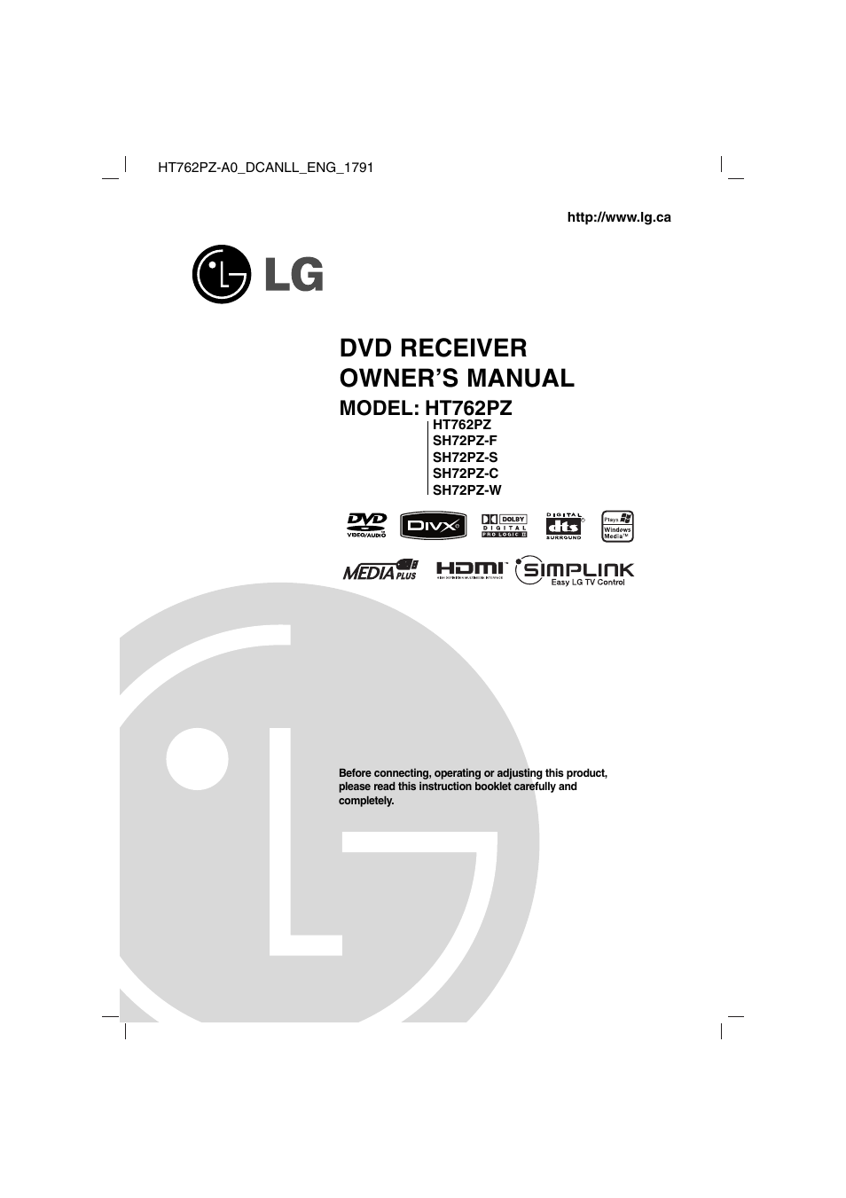 LG SH72PZ-F User Manual | 28 pages