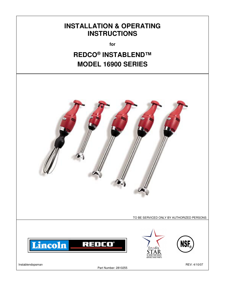 Lincoln REDCO INSTABLEND 16900 User Manual | 16 pages