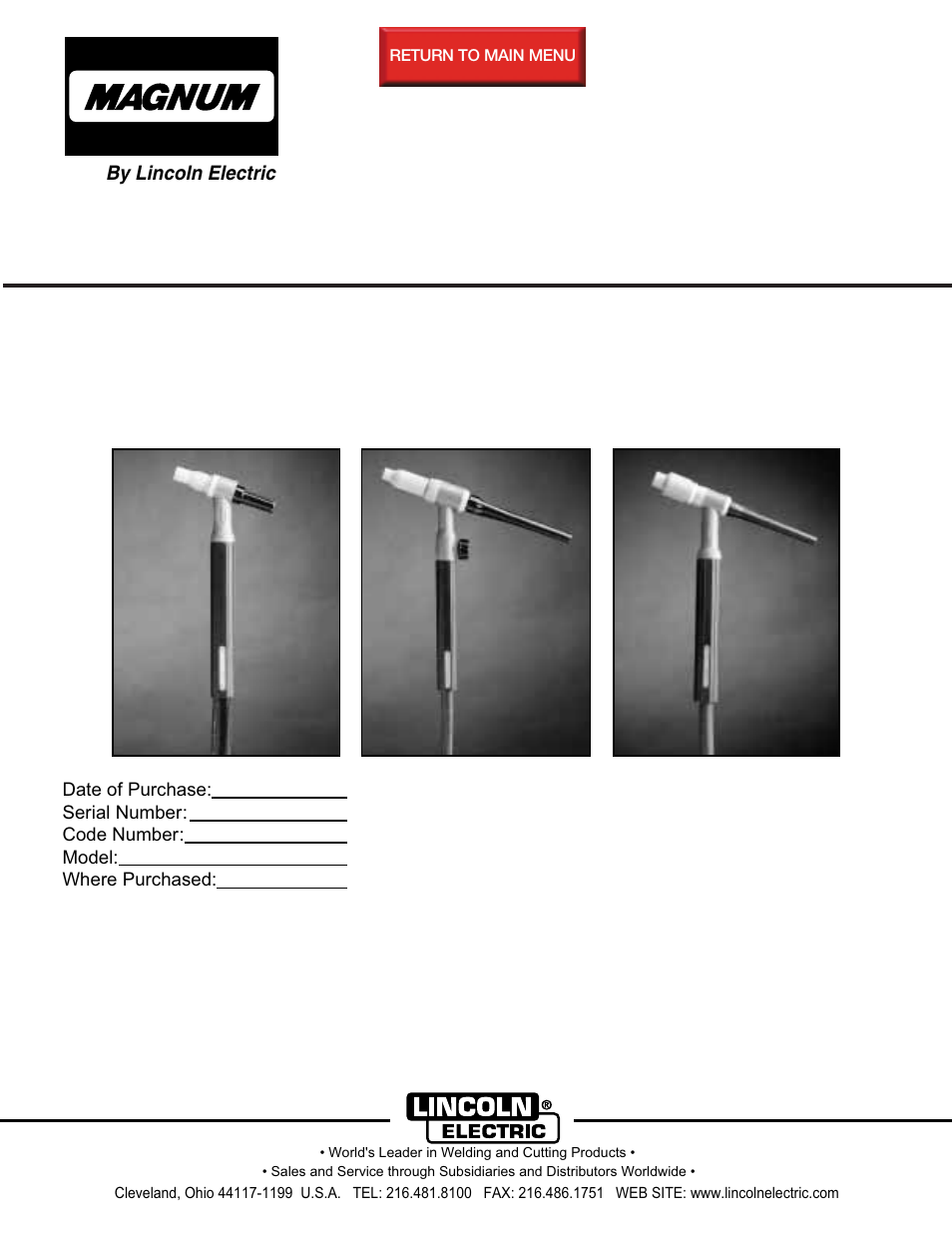 Lincoln Electric MAGNUM LA-9 User Manual | 16 pages