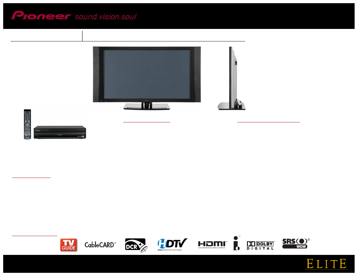 Pioneer HIGH DEFINITION PLASMA TELEVISION PRO1130HD User Manual | 2 pages