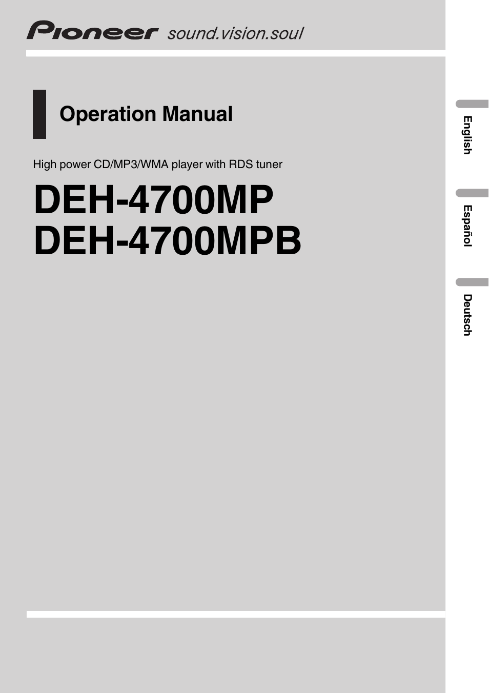 Pioneer DEH-4700MP User Manual | 100 pages