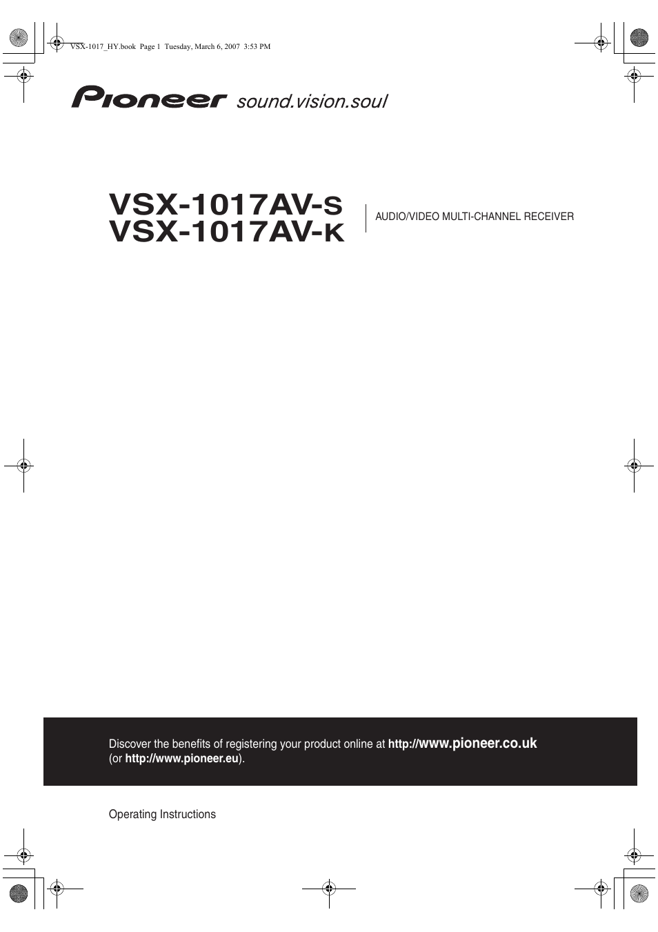 Pioneer VSX-1017AV-K User Manual | 72 pages