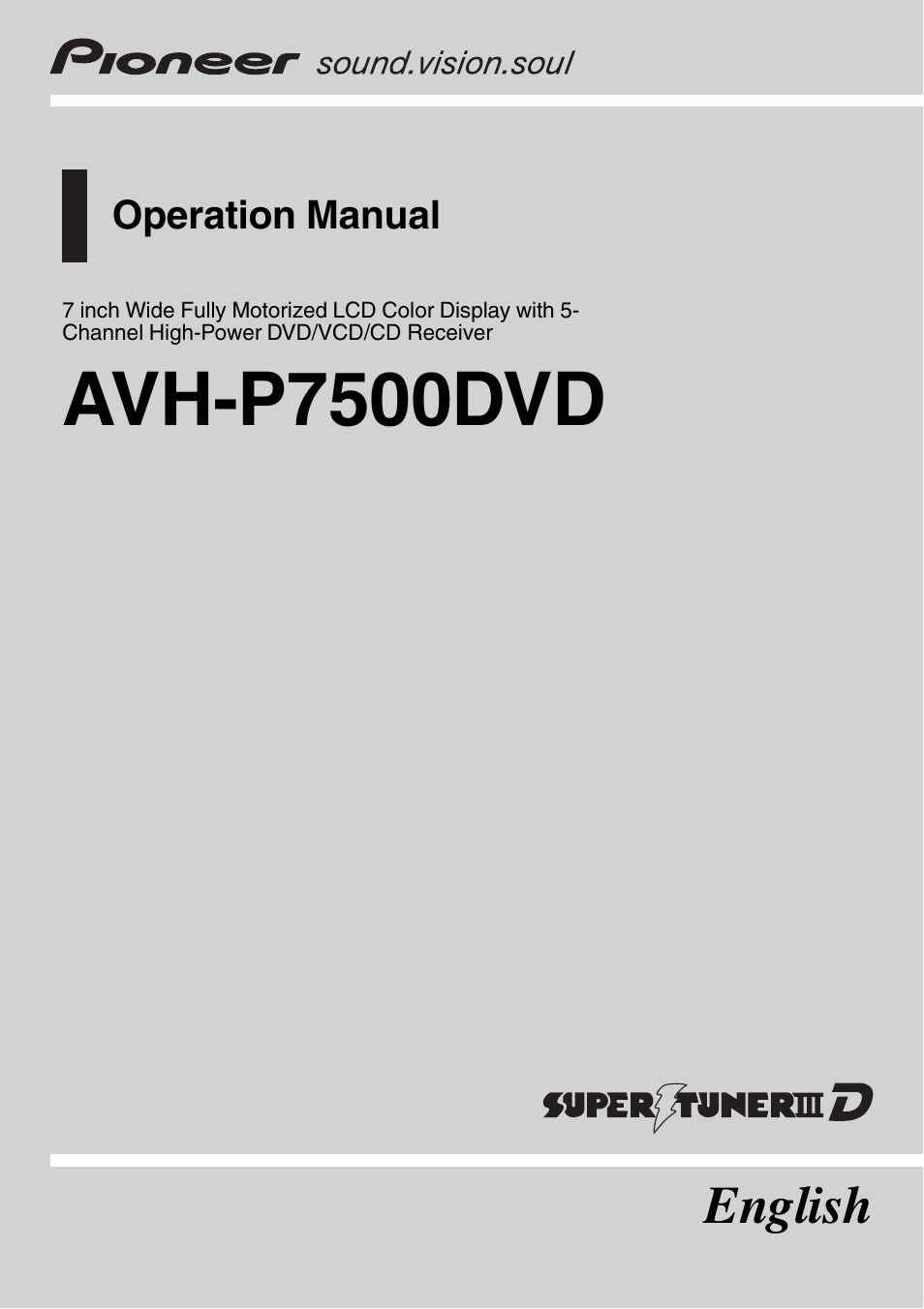 Pioneer AVH-P7500DVD User Manual | 112 pages
