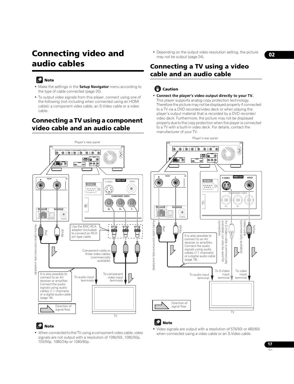 Connecting video and audio cables | Pioneer BONUSVIEW BDP-LX91 User Manual | Page 17 / 73