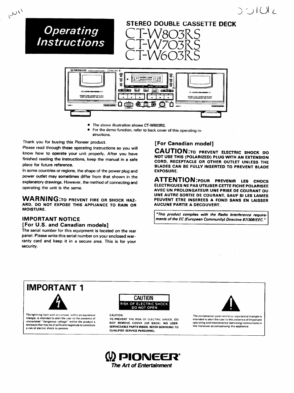 Pioneer CT-W603RS User Manual | 23 pages