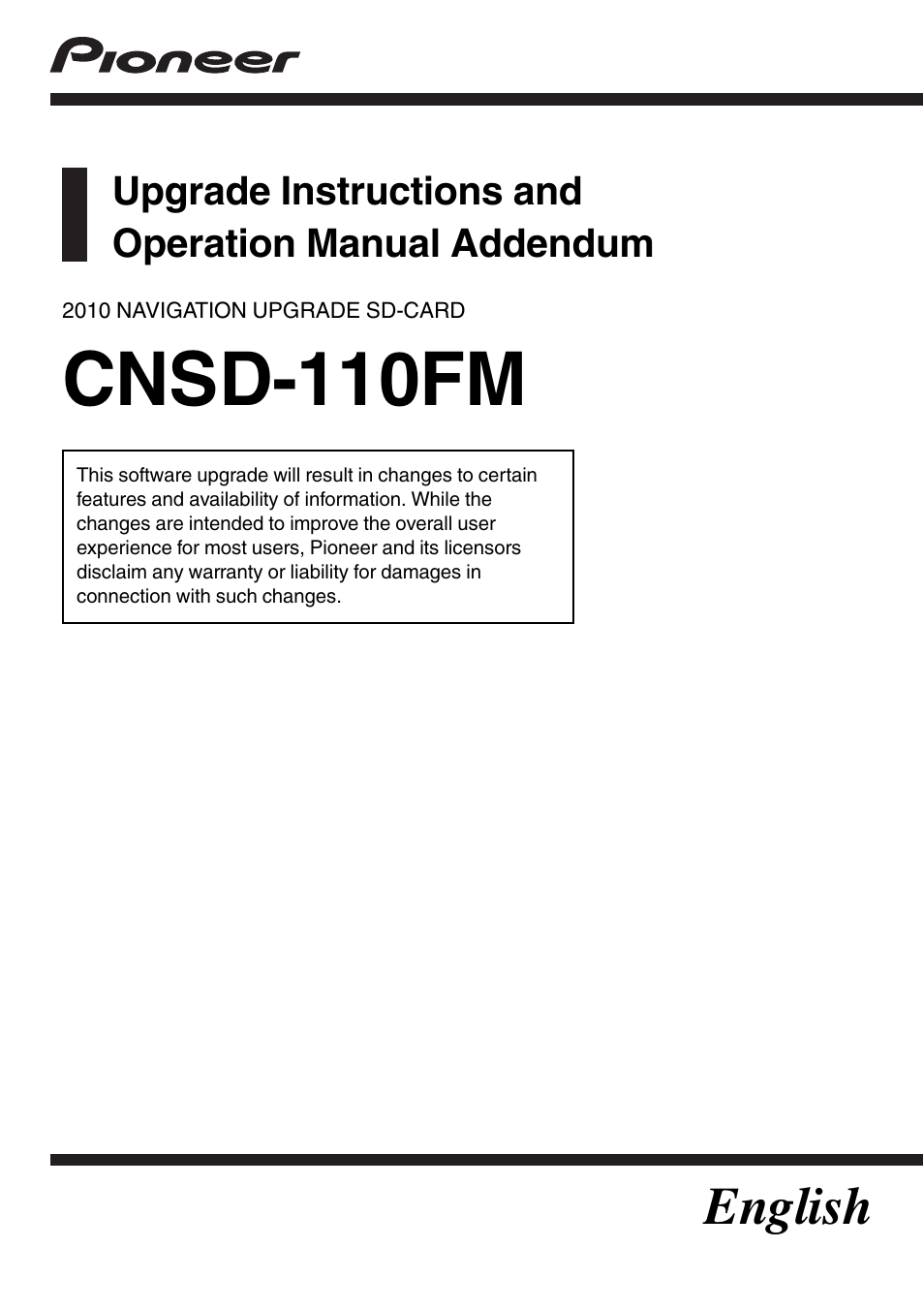 Pioneer CNSD-110FM User Manual | 32 pages