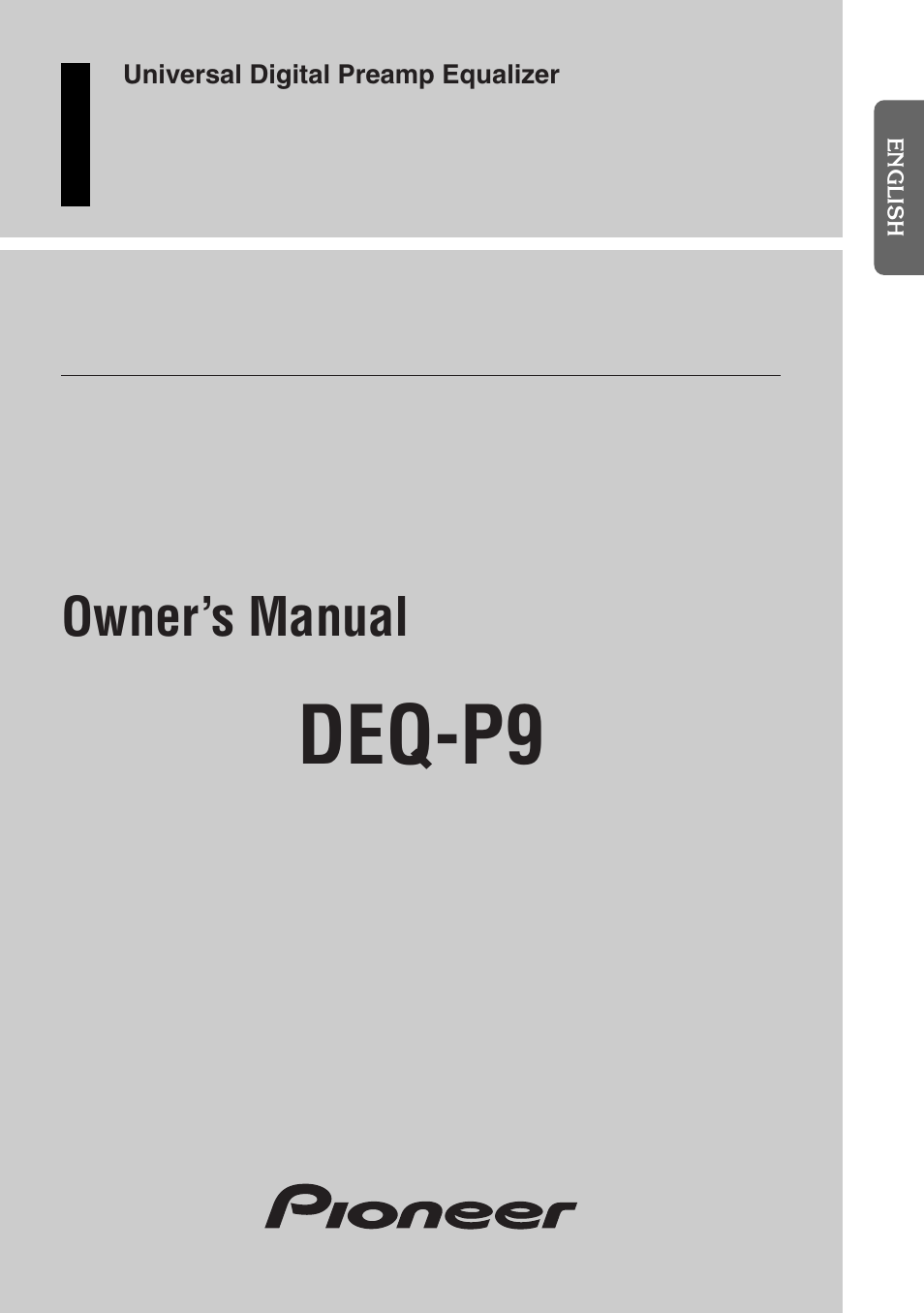 Pioneer DEQ-P9 User Manual | 60 pages