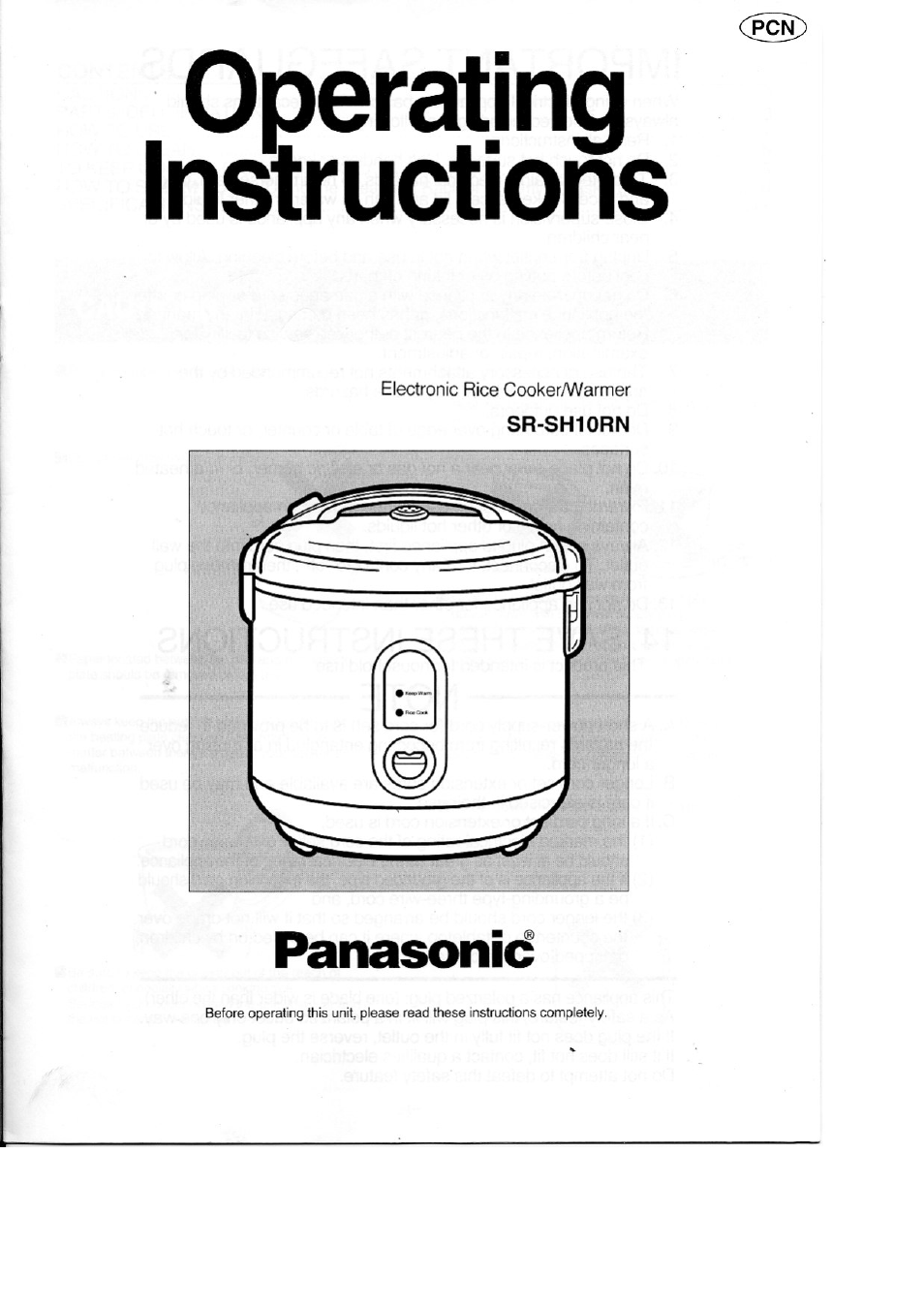 Panasonic SR-SH10RN User Manual | 12 pages
