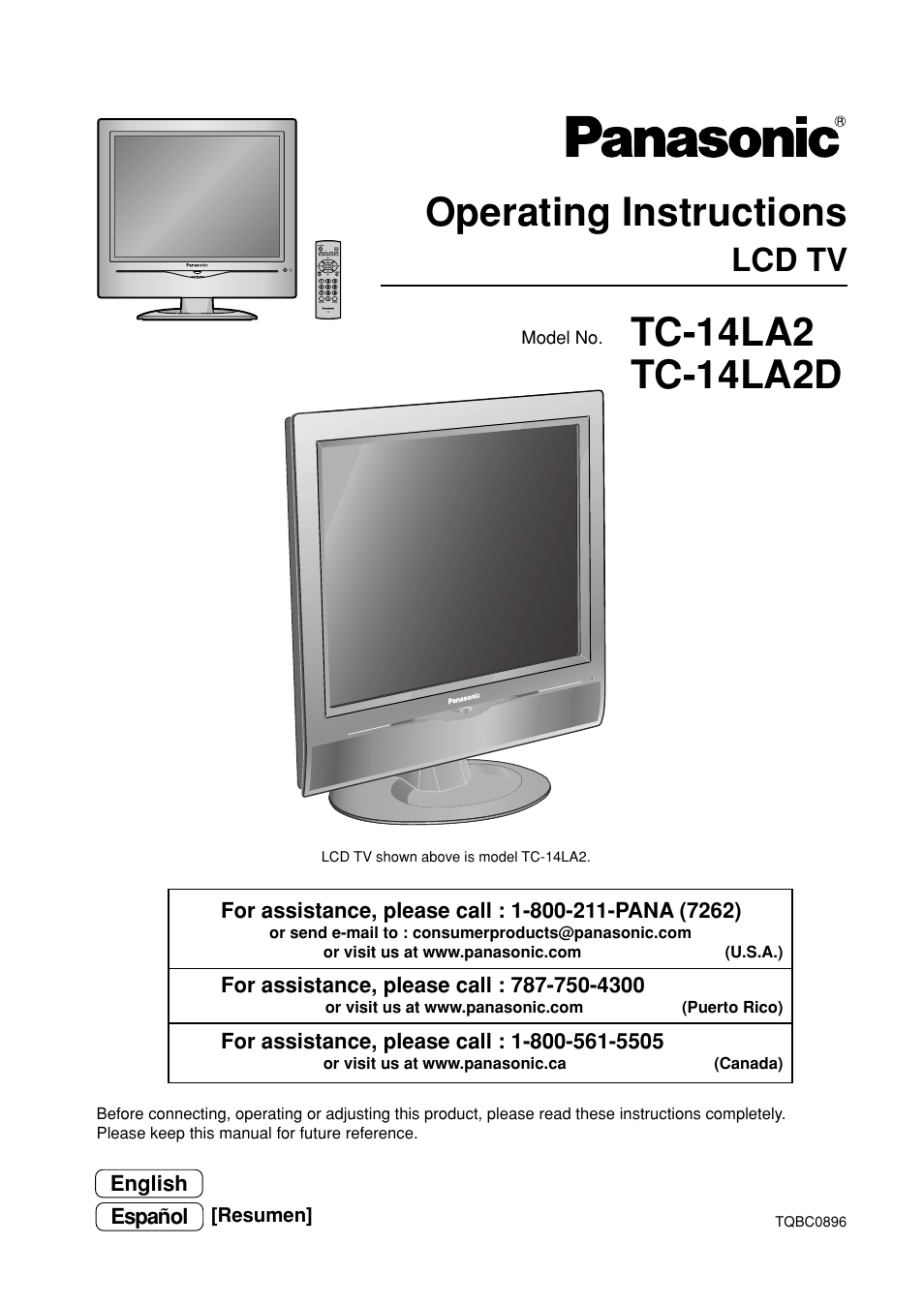 Panasonic TC-14LA2 User Manual | 32 pages