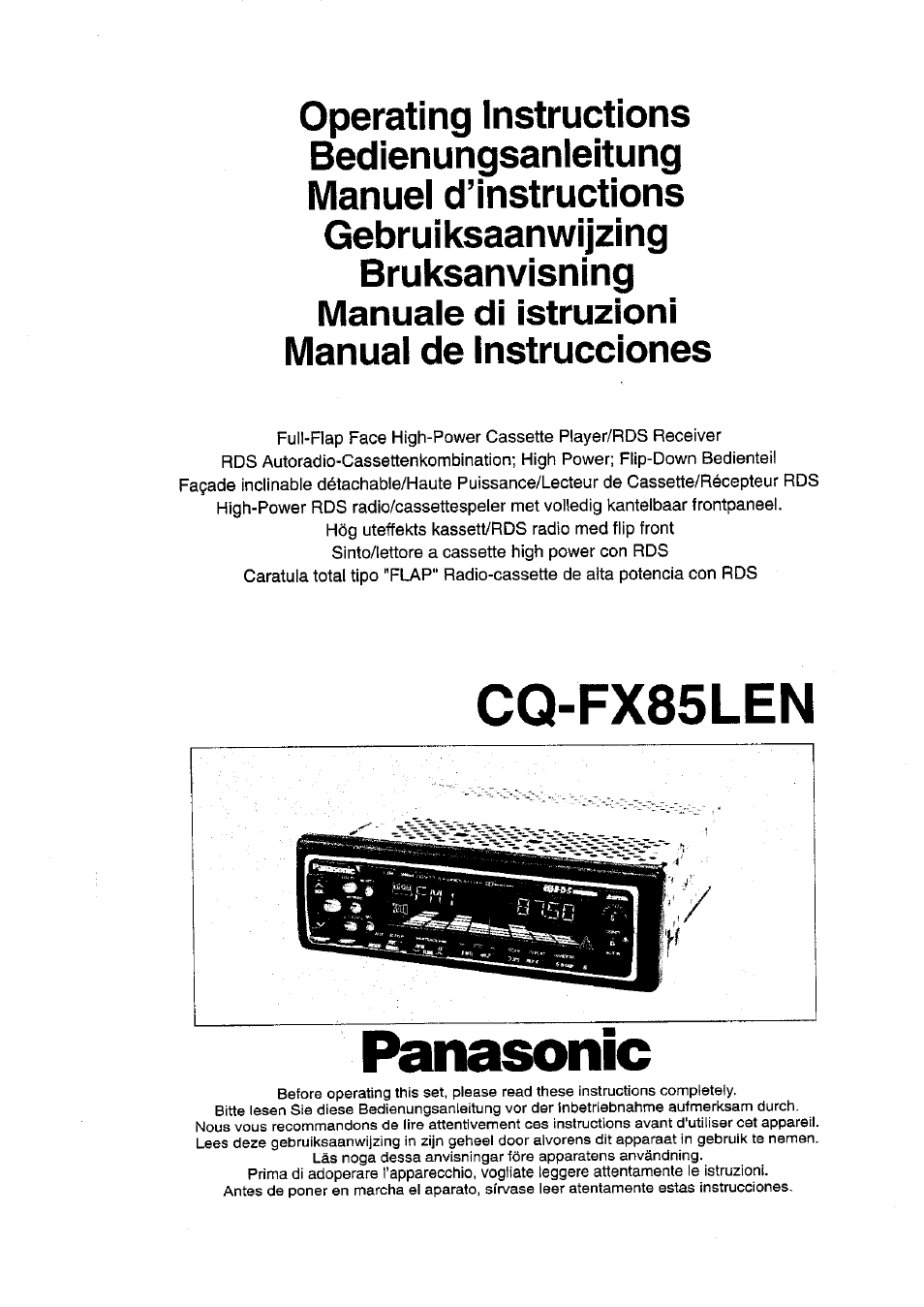 Panasonic CQ-FX85LEN User Manual | 35 pages