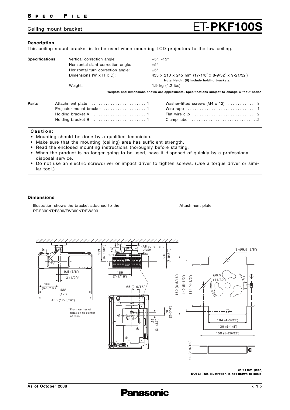 Panasonic ET-PKF100S User Manual | 2 pages