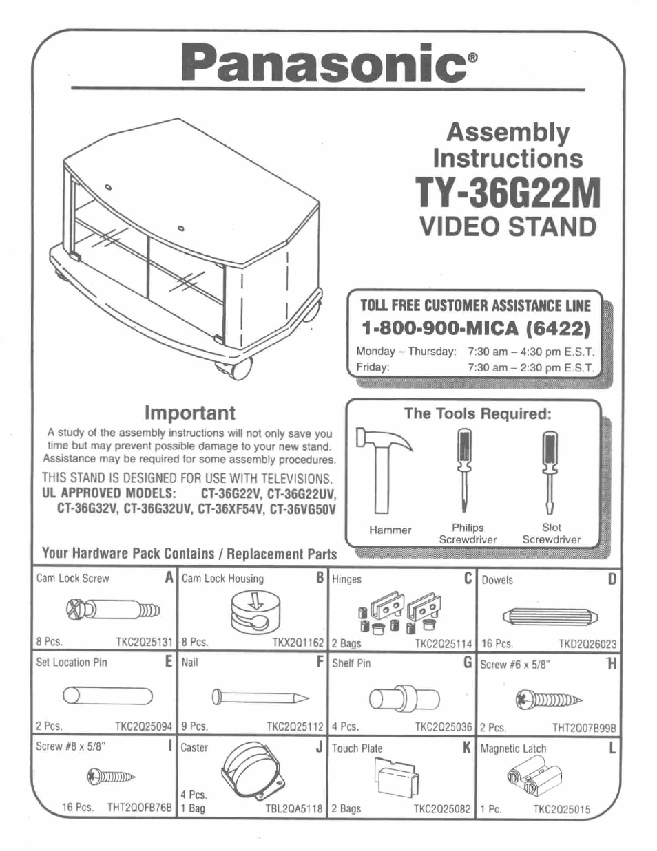 Panasonic TY-36G22M User Manual | 4 pages
