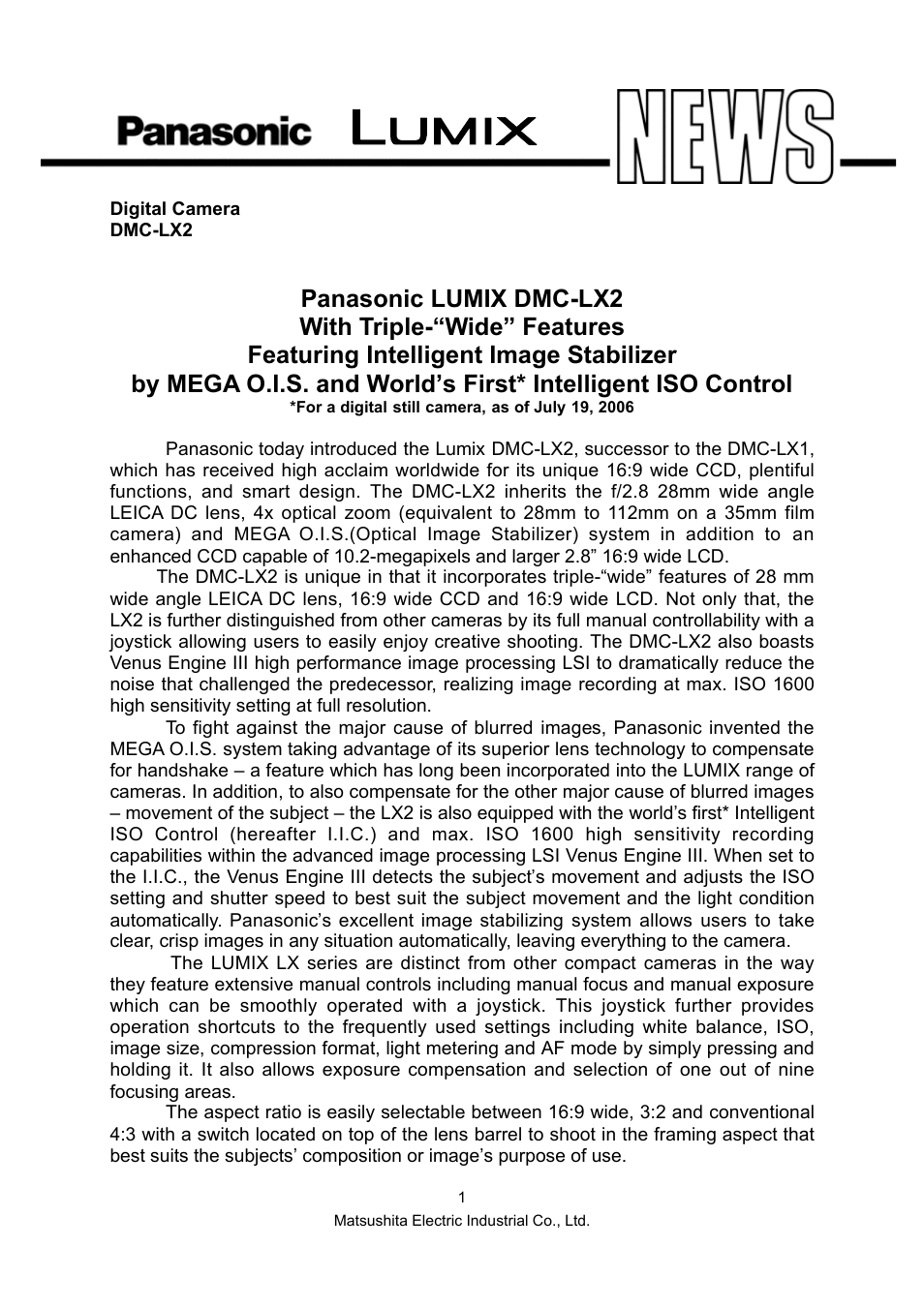 Panasonic DMC-LX2 User Manual | 8 pages