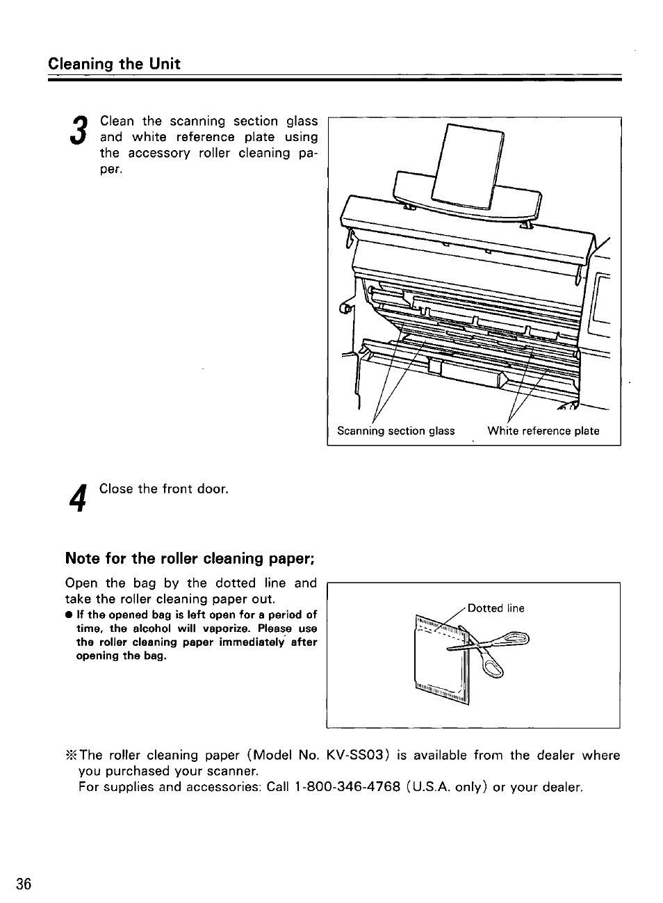Note for the roller cleaning paper | Panasonic KV-SS855D User Manual | Page 36 / 48