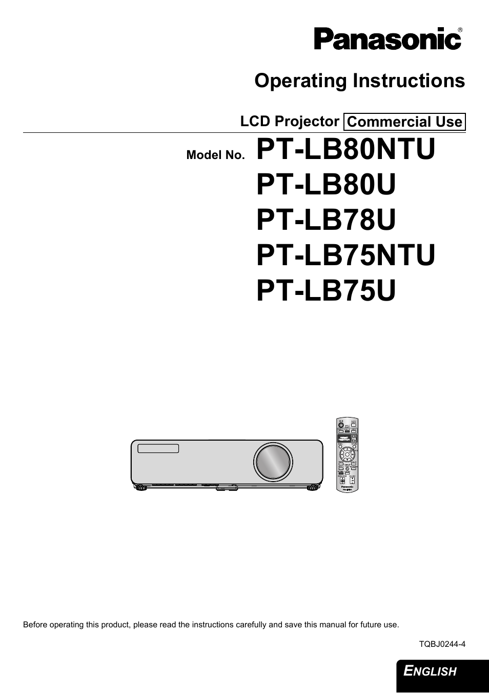 Panasonic PT-LB75U User Manual | 62 pages
