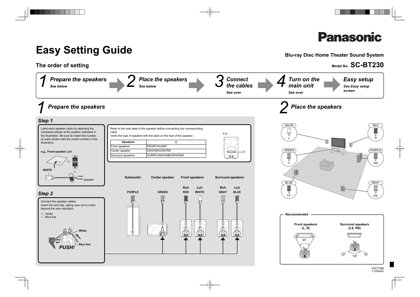 Panasonic VQC7398 User Manual | 2 pages