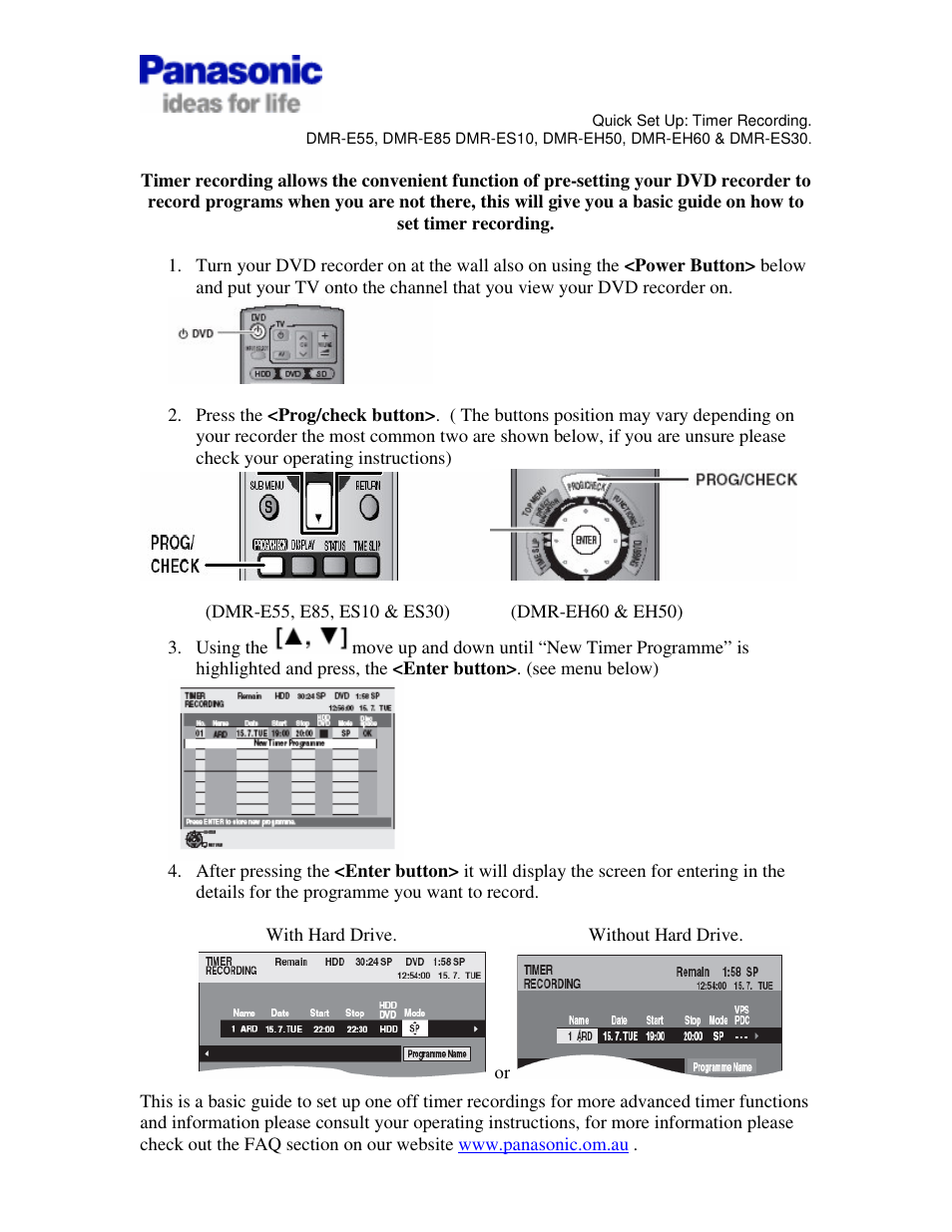 Panasonic DMR-EX88 User Manual | 3 pages
