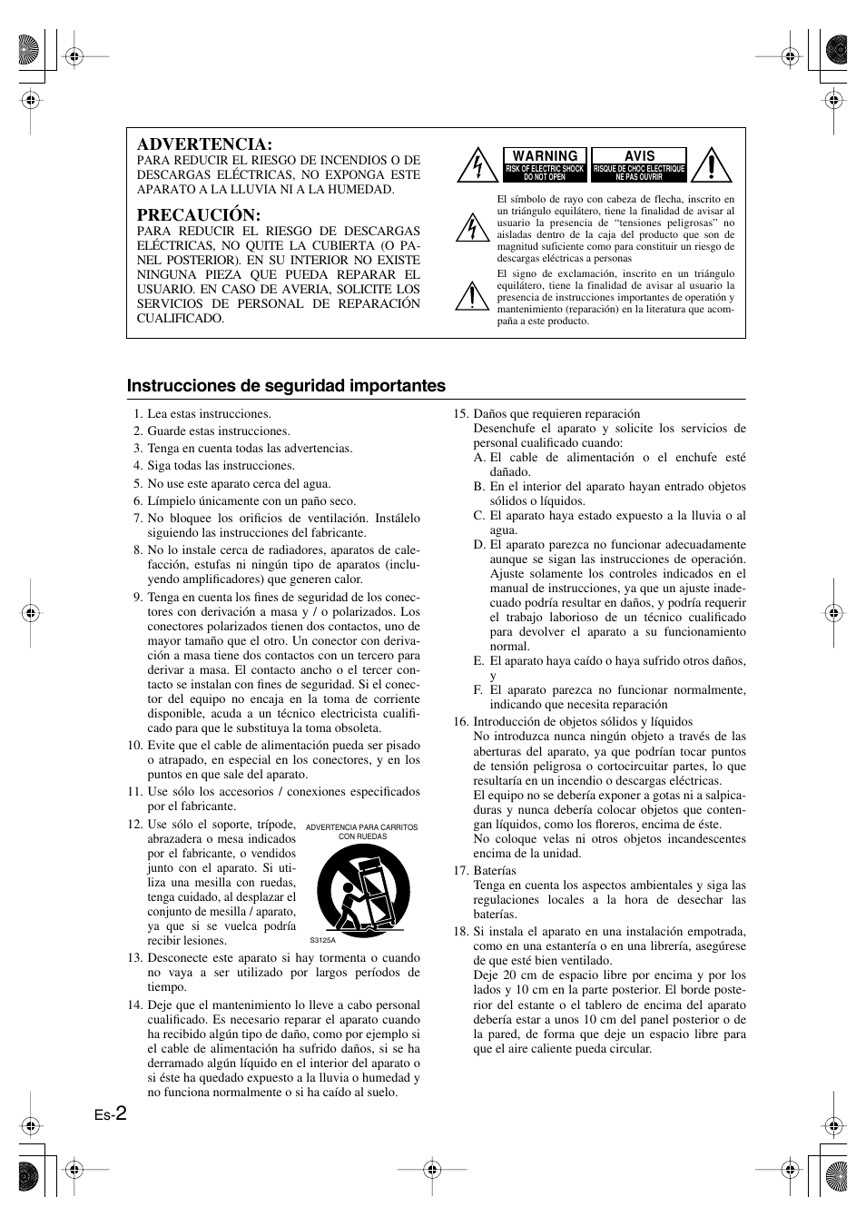 Español, Primeros pasos, Instrucciones de seguridad importantes | Advertencia, Precaución | Panasonic SKS-HT750 User Manual | Page 20 / 28