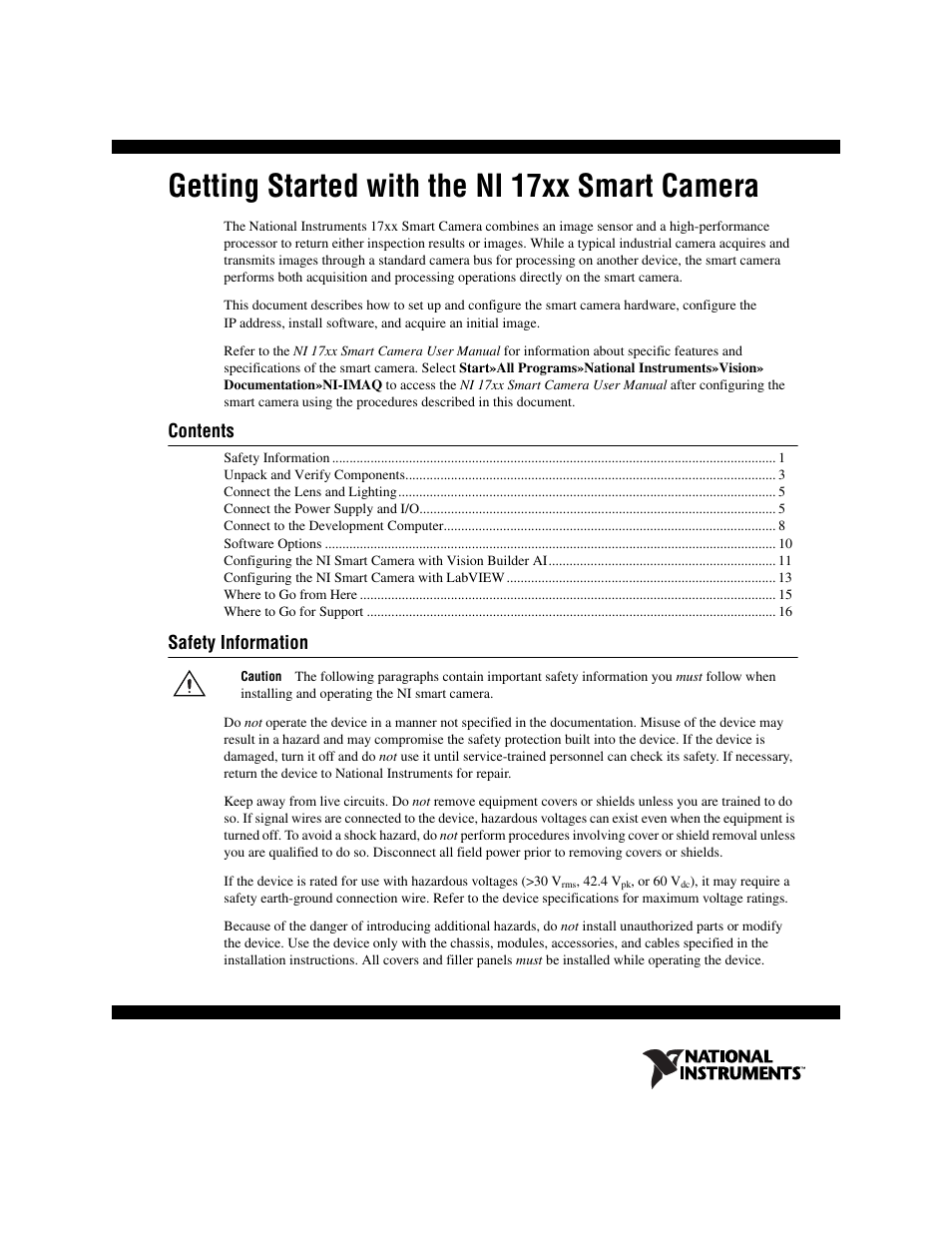 National Instruments NI Vision NI 17xx User Manual | 16 pages