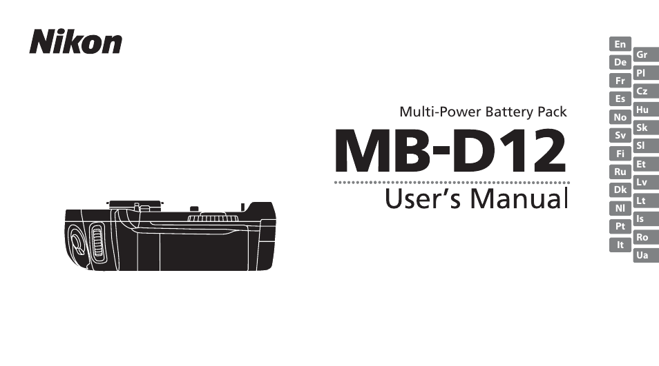 Nikon Multi-Power Battery Pack MB-D12 User Manual | 244 pages