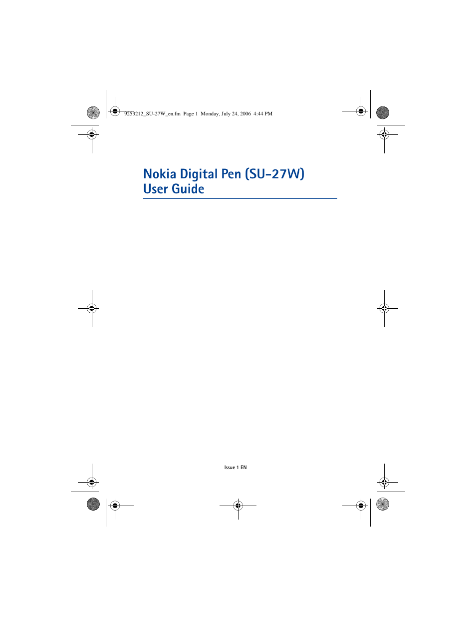 Nikon Nokia Digital Pen SU-27W User Manual | 18 pages