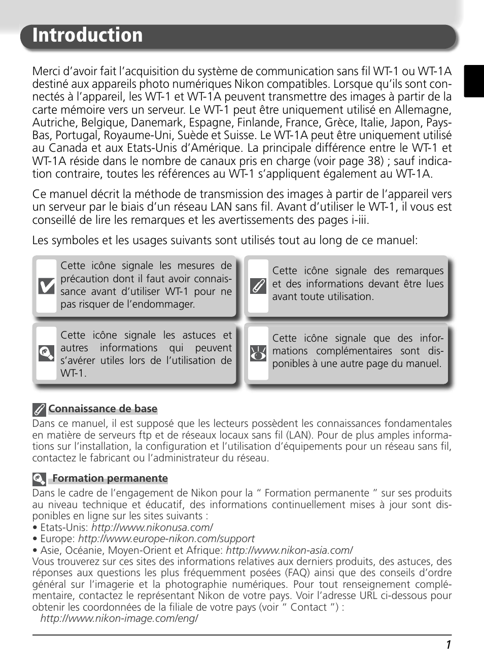 Introduction | Nikon WT-1 User Manual | Page 53 / 137