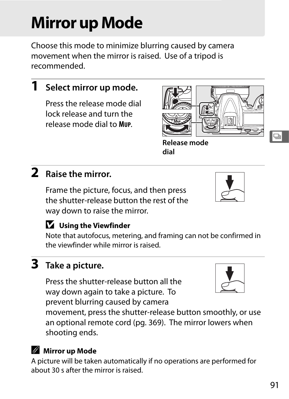 Mirror up mode | Nikon D300 User Manual | Page 117 / 452