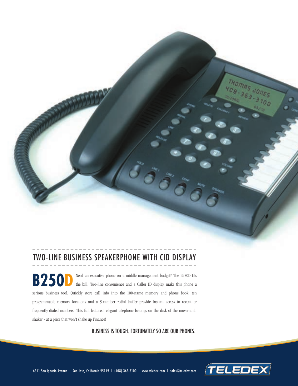 Teledex B250D User Manual | 2 pages