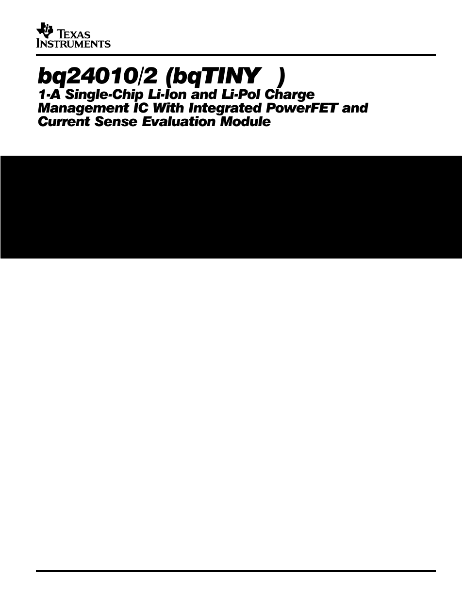 Texas Instruments bq24010/2 User Manual | 18 pages