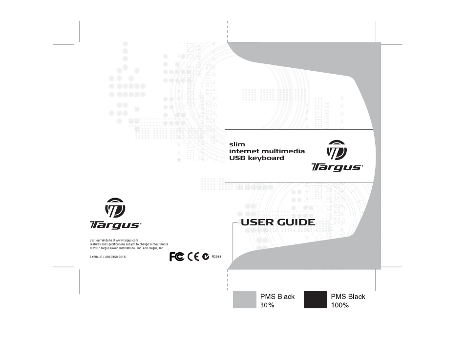 Targus internet multimedia USB keyboard User Manual | 8 pages