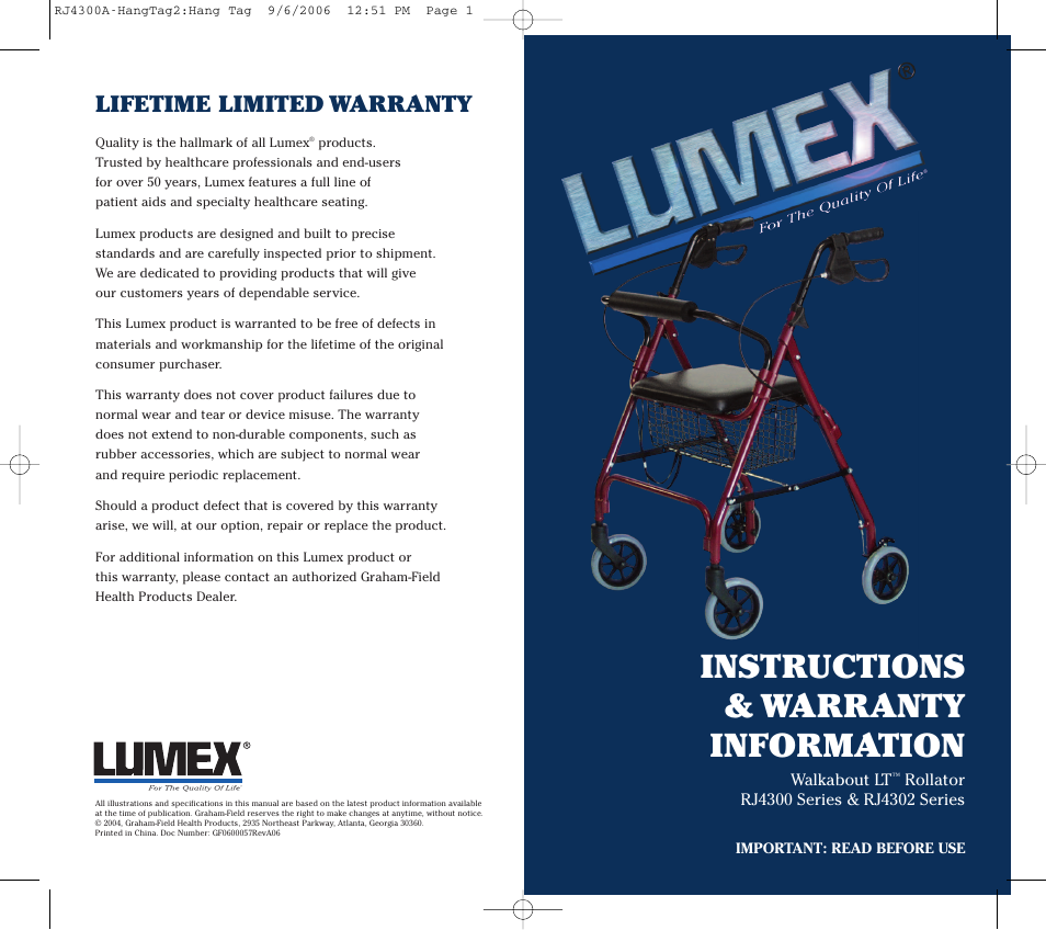 Lumex Syatems WALKABOUT LT RJ4300 User Manual | 2 pages