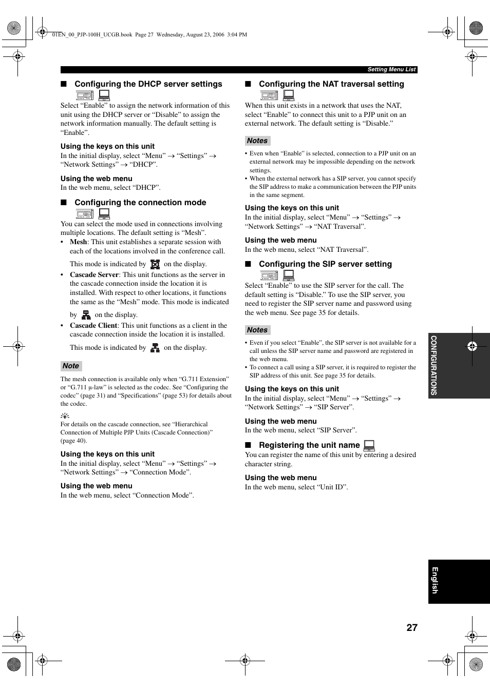 Yamaha PJP-100H User Manual | Page 31 / 59