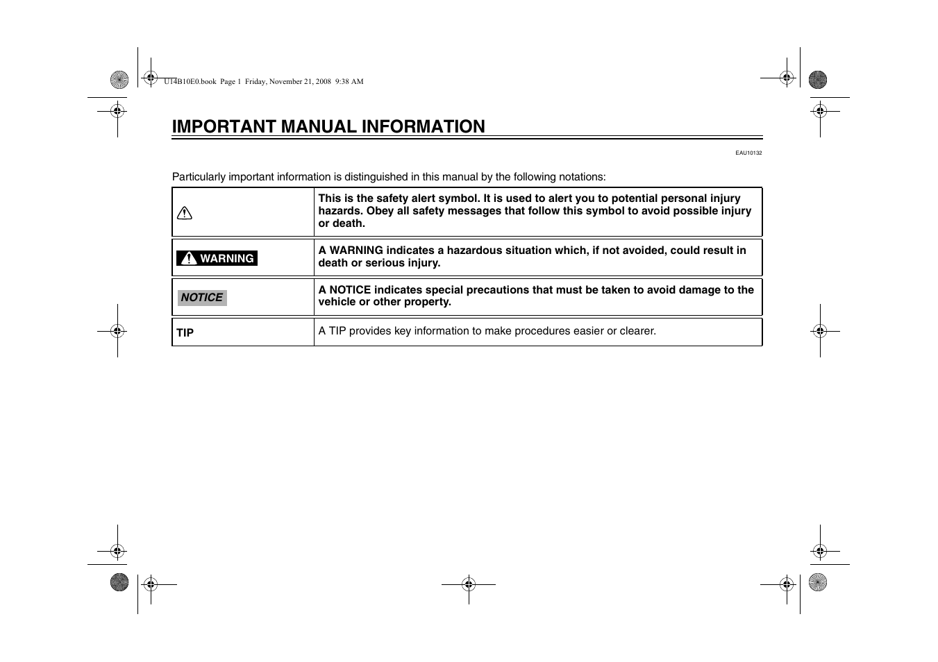 Important manual information | Yamaha YZFR1Y(C) User Manual | Page 4 / 122