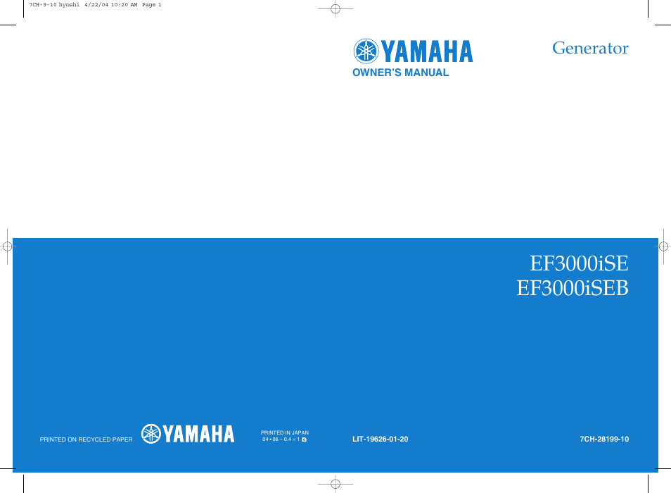 Yamaha EF3000iSE User Manual | 47 pages